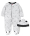 Little Me - Little Me Dalmatian Footed One-Piece and Hat