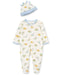 Little Me - Little Me Dinomite 2-Way-Zip Footed One-Piece and Hat