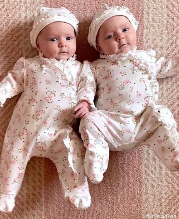 Little Me - Little Me Footed One-Piece And Hat Vintage Rose