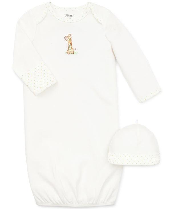 Little Me - Little Me Giraffe Baby Sleeper Gown and Hat 0-3 Months