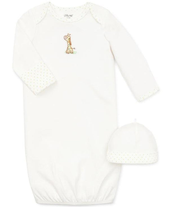 Little Me - Little Me Giraffe Baby Sleeper Gown and Hat 0-3 Months