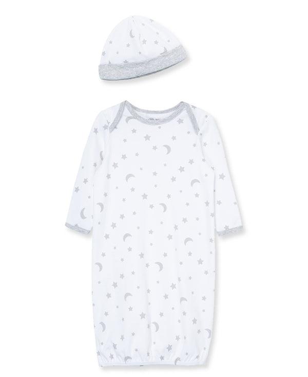 Little Me - Little Me Moon & Stars Sleeper Gown and Hat
