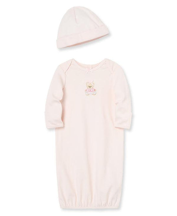 Little Me - Little Me Pink Bear Sleeper Gown And Hat