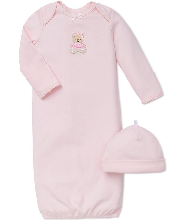 Little Me - Little Me Pink Bear Sleeper Gown And Hat
