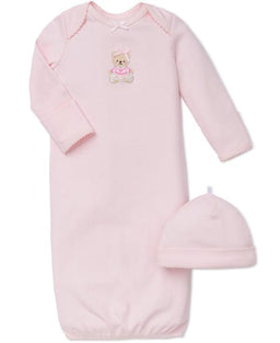 Little Me - Little Me Pink Bear Sleeper Gown And Hat