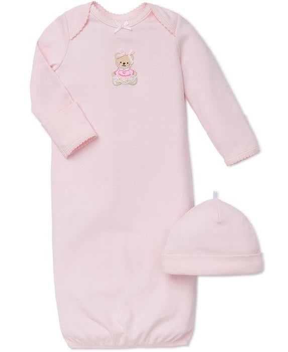 Little Me - Little Me Pink Bear Sleeper Gown And Hat