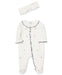 Little Me - Little Me Rosebud Zip Footed One-Piece and Headband - Rosebud