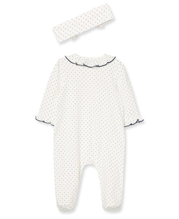 Little Me - Little Me Rosebud Zip Footed One-Piece and Headband - Rosebud
