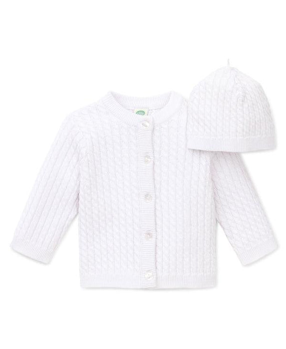 Little Me - Little Me White Cable Sweater and Hat
