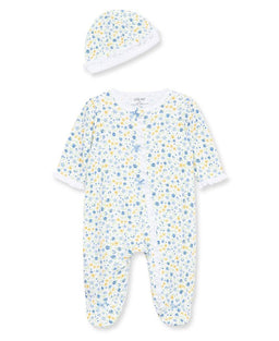 Little Me - Little Me - Zip Footed One-Piece and Hat - Dainty Blossoms