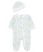 Little Me - Little Me - Zip Footed One-Piece and Hat - Dainty Blossoms