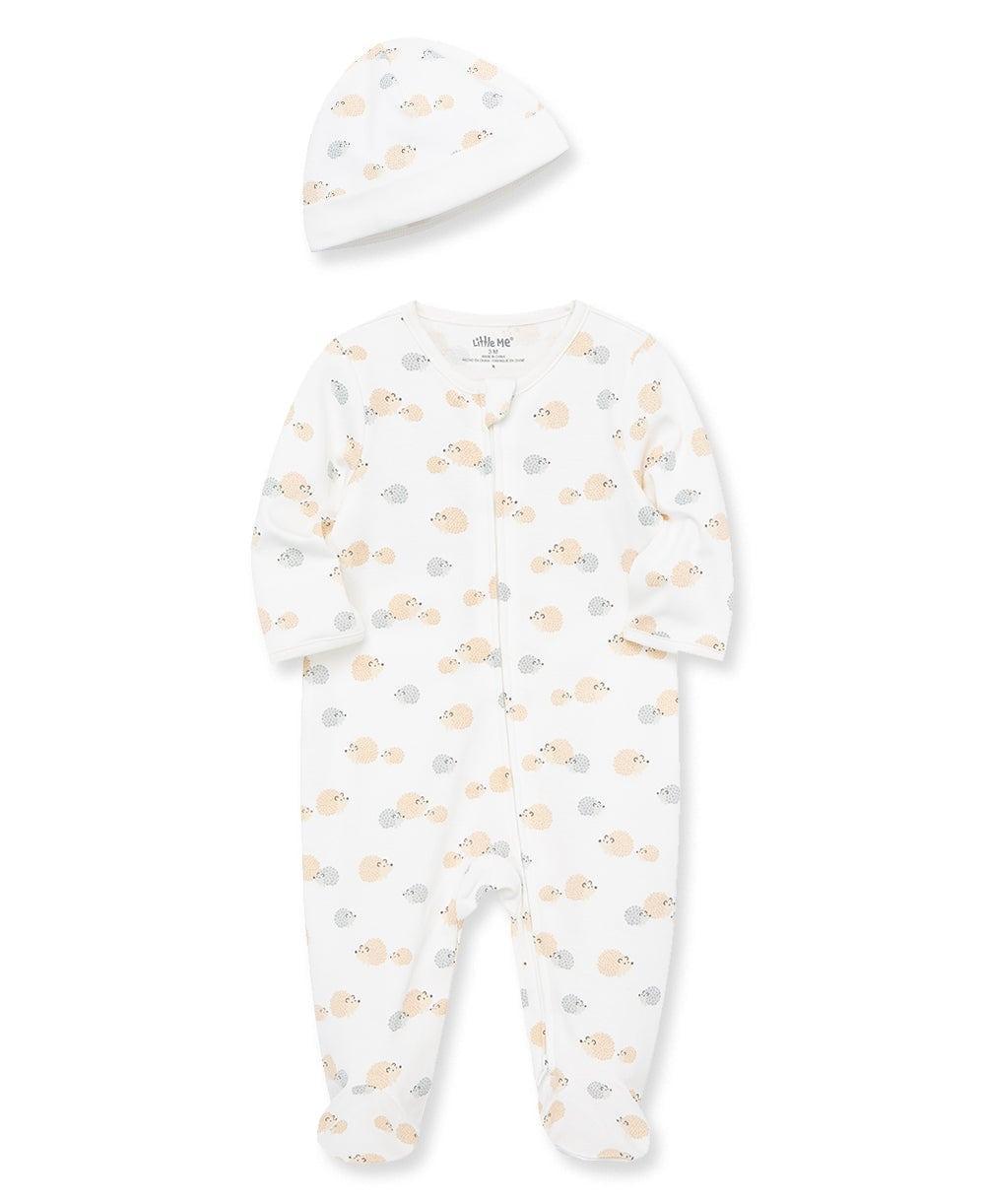 Little Me - Little Me Zipper Footed One-Piece and Hat