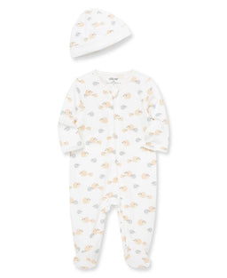 Little Me - Little Me Zipper Footed One-Piece and Hat