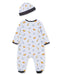 Little Me - Little Me Zipper Footed One-Piece and Hat