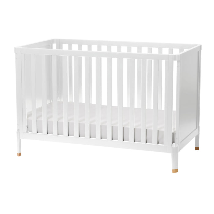 Little Seeds Aster 4-in-1 Crib in white shown on a plain background with slatted sides and mattress.
