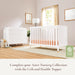 Little Seeds Aster dresser and crib in a bright nursery with wooden floors and soft natural light.