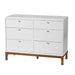 Little Seeds Laurel 6-Drawer Dresser with white finish and wood base shown against a plain background.