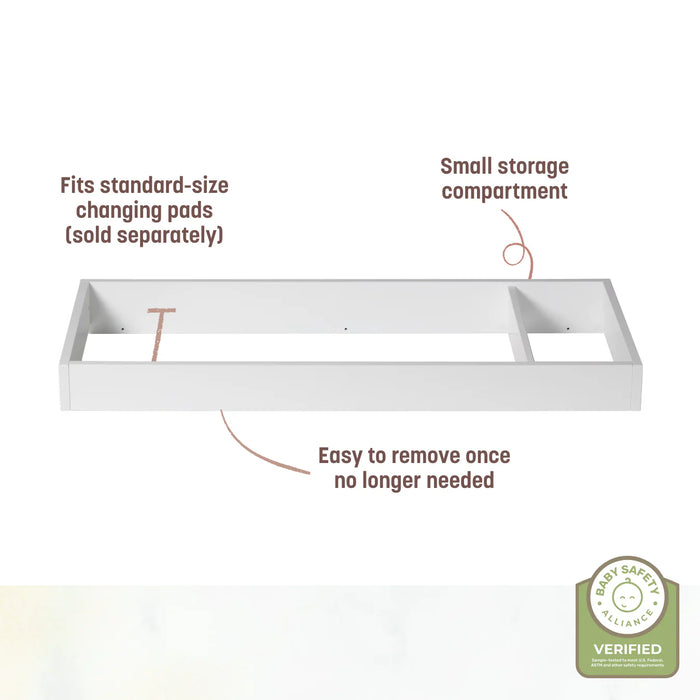Little Seeds Laurel dresser topper in white with a small storage compartment, shown on a plain background.