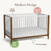 Little Seeds Laurel Island convertible crib with two-tone wood and white finish, shown in a modern design setting.