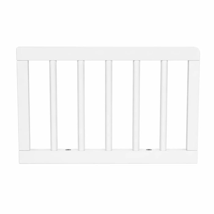 Little Seeds spindle guardrail in white, shown upright against a plain background.