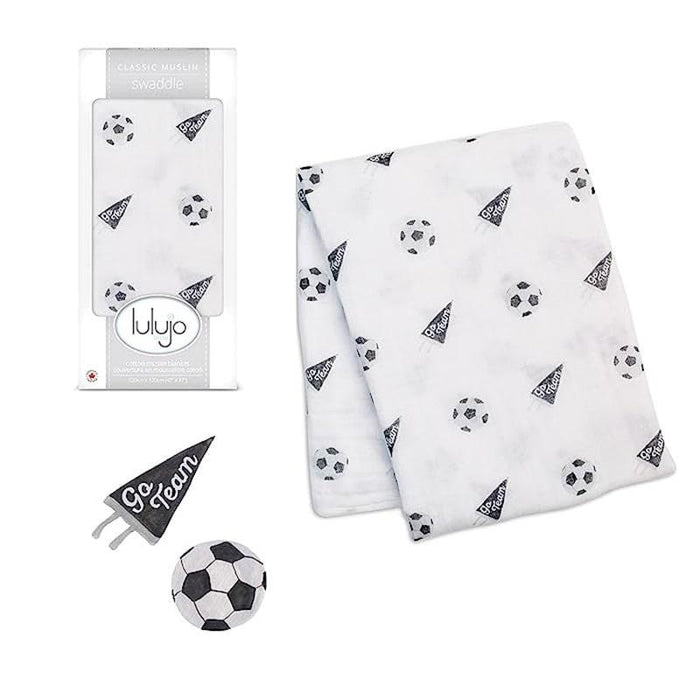 Lulujo® - Lulujo Baby Swaddle Blanket Muslin Cotton - Soccer