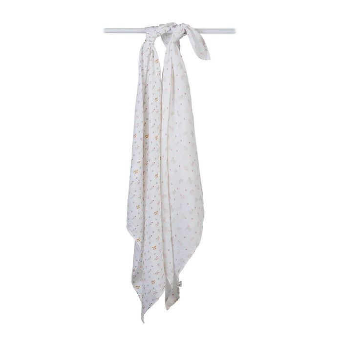 Lulujo® - Lulujo Bamboo Coton Muslin Swaddle - Kitty & Flower