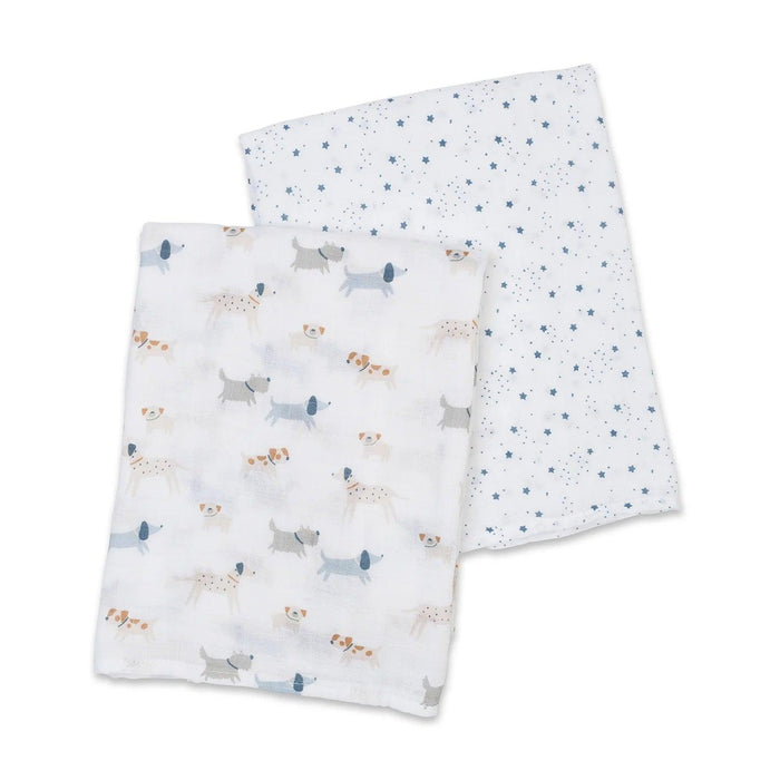 Lulujo® - Lulujo Bamboo Cotton Muslin Swaddle - Puppy & Star