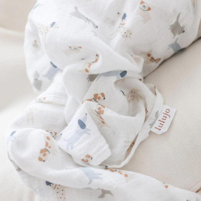 Lulujo® - Lulujo Bamboo Cotton Muslin Swaddle - Puppy & Star