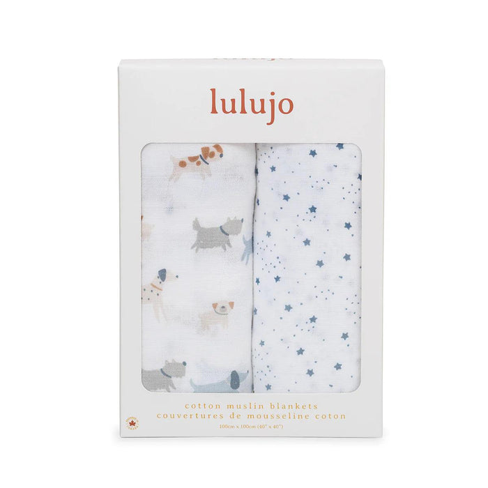 Lulujo® - Lulujo Bamboo Cotton Muslin Swaddle - Puppy & Star