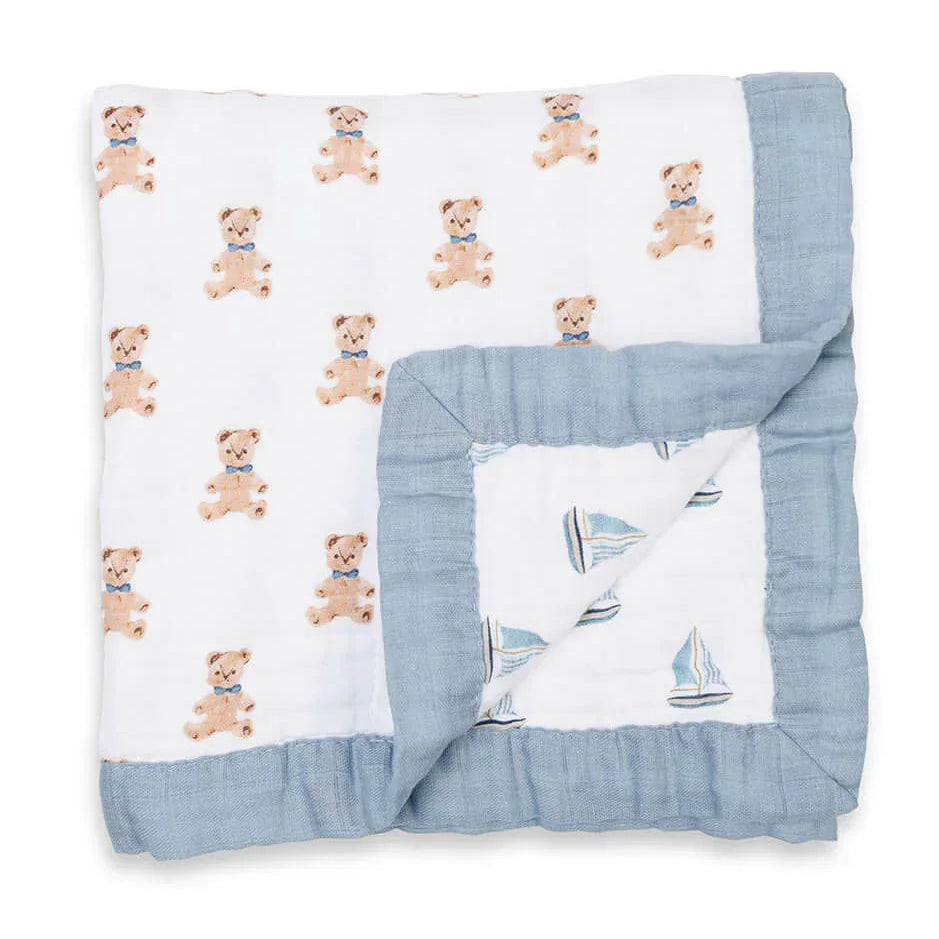 Lulujo® - Lulujo Classic 100% Cotton Muslin 3ply Baby Quilt Blanket