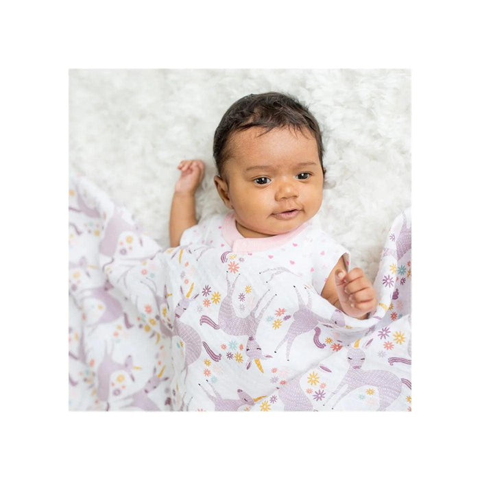 Lulujo® - Lulujo Cotton Muslin Baby Swaddle Blanket - Modern Unicorns