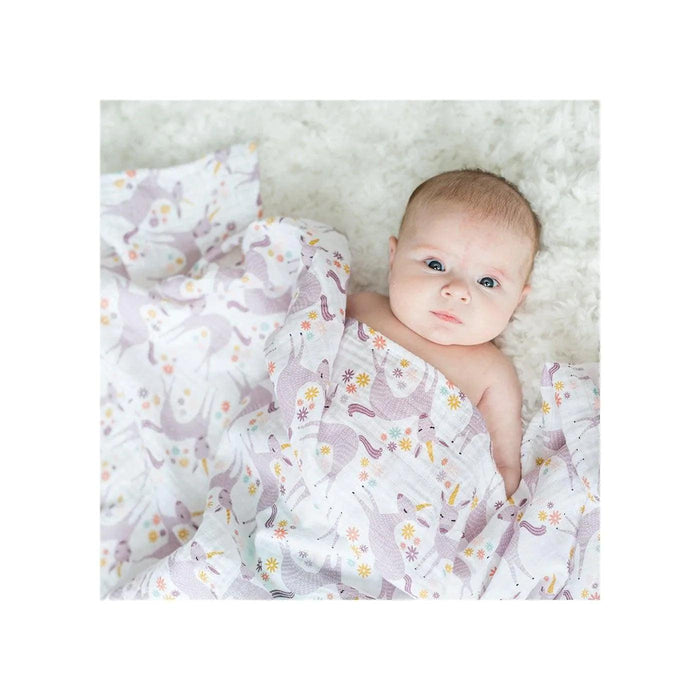 Lulujo® - Lulujo Cotton Muslin Baby Swaddle Blanket - Modern Unicorns