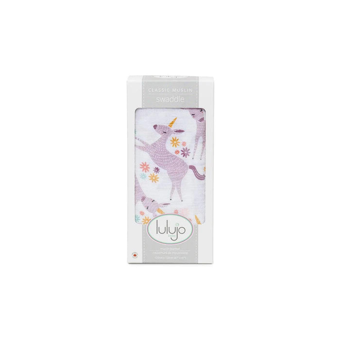 Lulujo® - Lulujo Cotton Muslin Baby Swaddle Blanket - Modern Unicorns