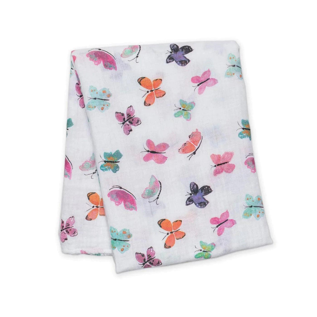 Lulujo® - Lulujo Cotton Muslin Swaddle Baby Blanket - Butterflies