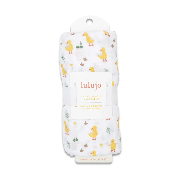 Lulujo® - Lulujo Cotton Muslin Swaddle Blanket - Ducks - 1 Blanket
