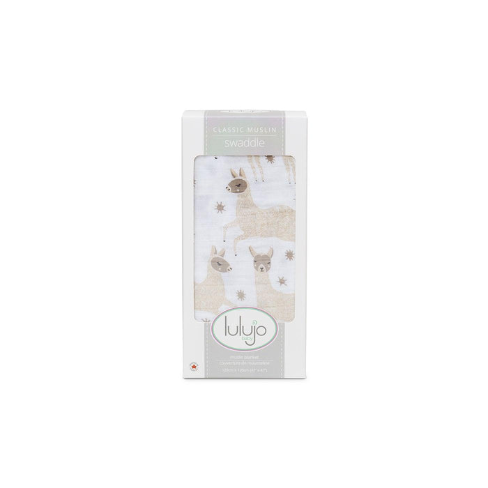 Lulujo® - Lulujo Cotton Muslin Swaddle Blanket - Modern Llama