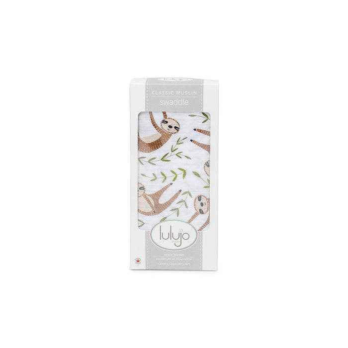 Lulujo® - Lulujo Cotton Muslin Swaddle Blanket - Modern Sloth