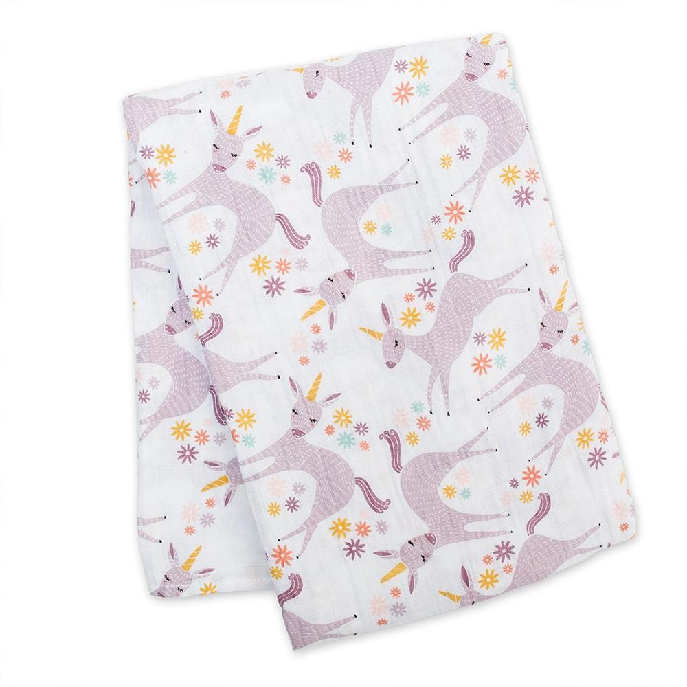 Lulujo® - Lulujo Cotton Muslin Swaddle Blanket Modern Unicorn