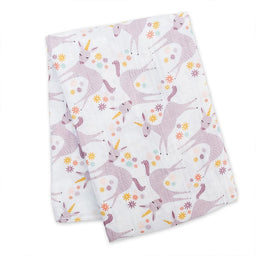 Lulujo® - Lulujo Cotton Muslin Swaddle Blanket Modern Unicorn