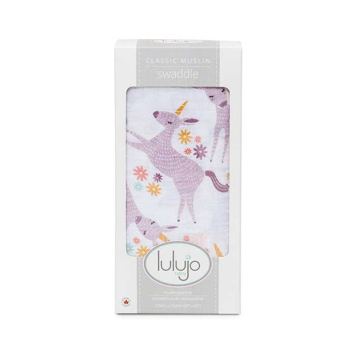 Lulujo® - Lulujo Cotton Muslin Swaddle Blanket Modern Unicorn
