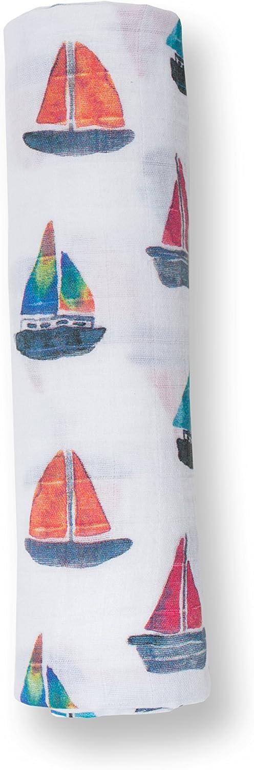 Lulujo® - Lulujo Cotton Muslin Swaddle Blanket Sailboats