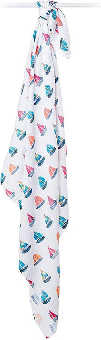 Lulujo® - Lulujo Cotton Muslin Swaddle Blanket Sailboats