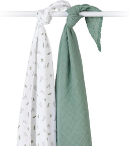 Lulujo® - Lulujo Cotton Muslin Swaddle - Ferns & Bunnies