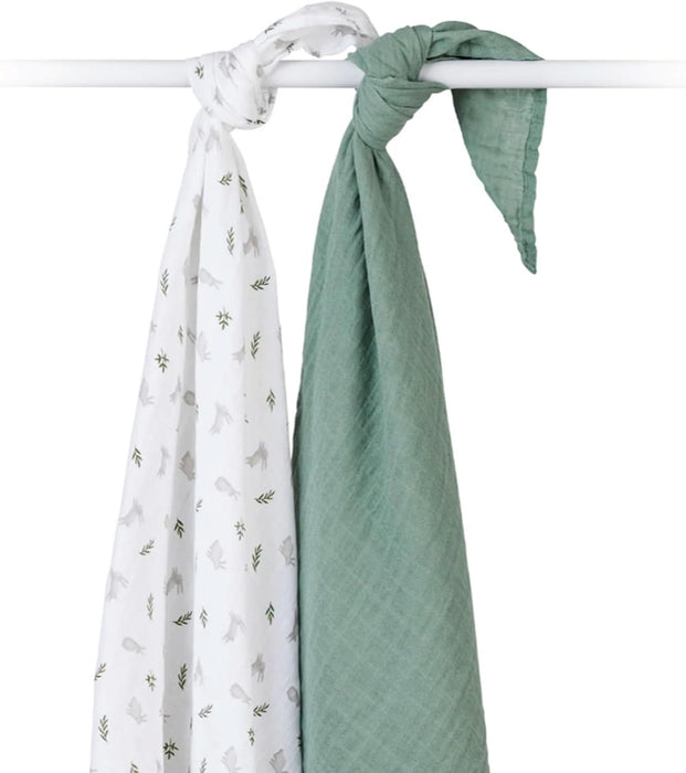 Lulujo® - Lulujo Cotton Muslin Swaddle - Ferns & Bunnies