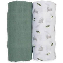 Lulujo® - Lulujo Cotton Muslin Swaddle - Ferns & Bunnies