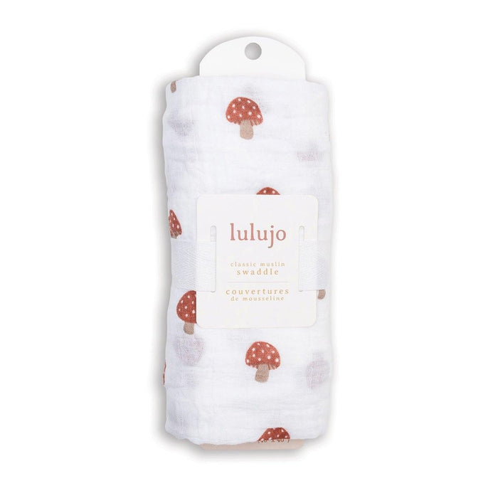 Lulujo® - Lulujo Swaddle Blanket Muslin Cotton LG Mushroom