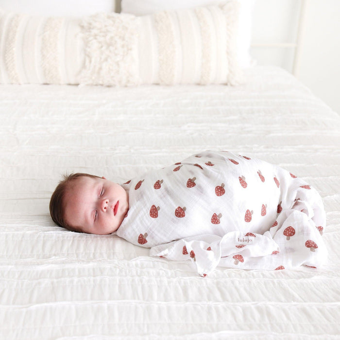 Lulujo® - Lulujo Swaddle Blanket Muslin Cotton LG Mushroom