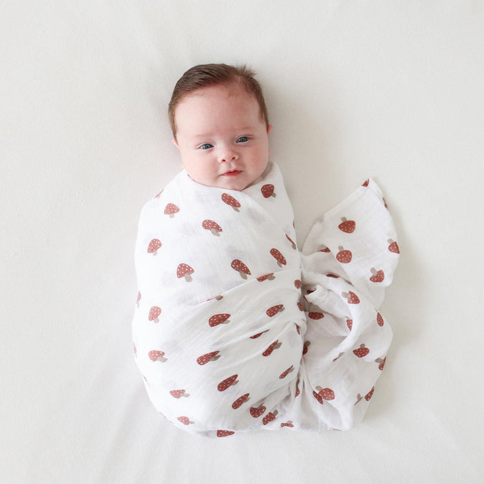 Lulujo® - Lulujo Swaddle Blanket Muslin Cotton LG Mushroom