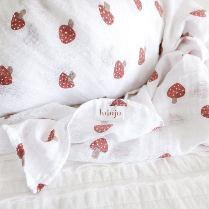 Lulujo® - Lulujo Swaddle Blanket Muslin Cotton LG Mushroom