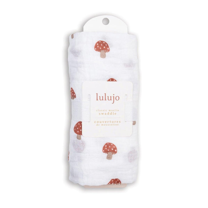 Lulujo® - Lulujo Swaddle Blanket Muslin Cotton LG Mushroom